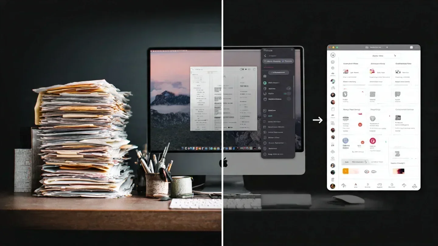 AI managing digital clutter by organizing files and information